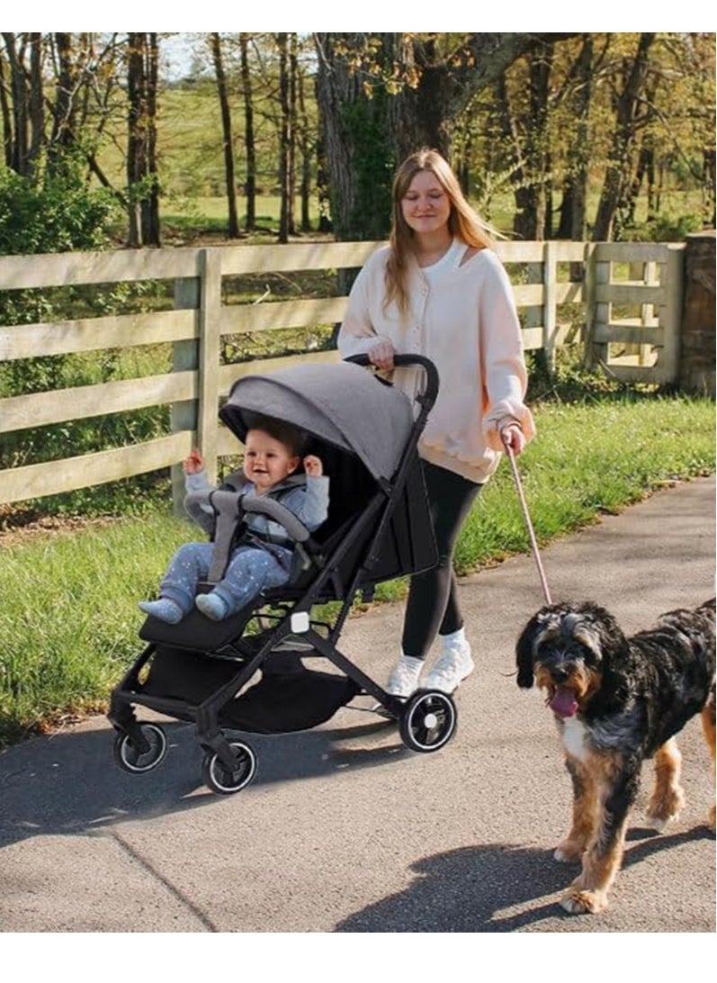 Gonice Baby Stroller, Lightweight Travel Stroller, Foldable, Multi-Angle Tilt, with Pop-up Parasol and Functions, Suitable for Travel Baby Pram, Black  - Image 5