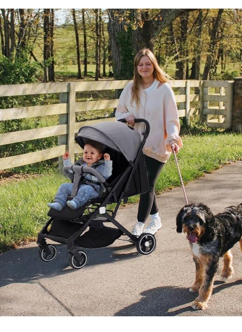 Gonice Baby Stroller, Lightweight Travel Stroller, Foldable, Multi-Angle Tilt, with Pop-up Parasol and Functions, Suitable for Travel Baby Pram, Black  - Image 4