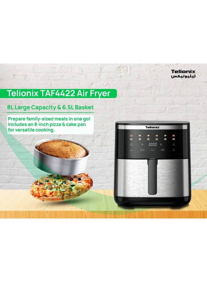 Telionix Digital Air Fryer, 8L Capacity, 6.5L Basket & 8L Non-Stick Pan, 12 Preset Programs, High-Speed Air Circulation, Stainless Steel Front, 2000W, Touchscreen Display - Image 4