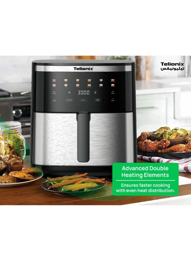 Telionix Digital Air Fryer, 8L Capacity, 6.5L Basket & 8L Non-Stick Pan, 12 Preset Programs, High-Speed Air Circulation, Stainless Steel Front, 2000W, Touchscreen Display - Image 5