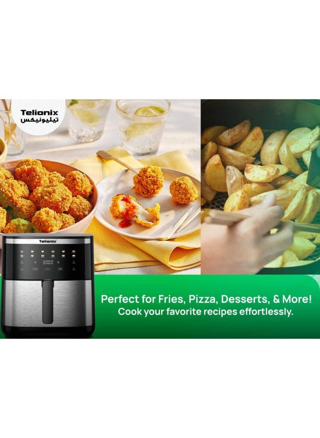 Telionix Digital Air Fryer, 8L Capacity, 6.5L Basket & 8L Non-Stick Pan, 12 Preset Programs, High-Speed Air Circulation, Stainless Steel Front, 2000W, Touchscreen Display - pzsku/Z7A182DC68EFCE7F9B3EAZ/45/_/1738841999/6cce1d33-10a8-4e66-8796-c95a71176a84