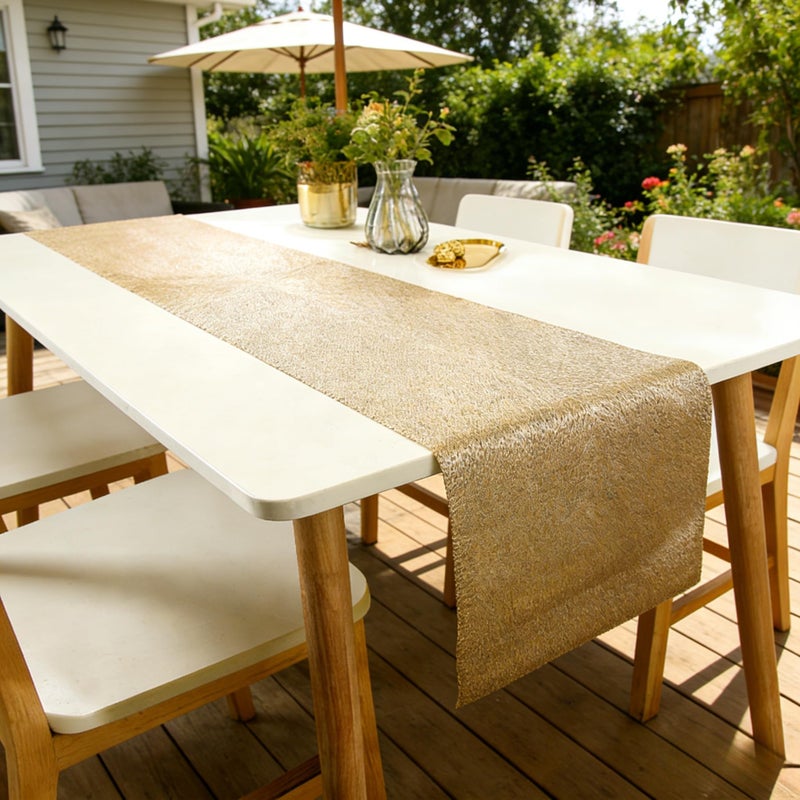 Fave Gold Table Runners 60 Inches Heat Resistant Table Runner Line Shaped Short Table Runner Washable Table Mats for Wedding Party Banquet Event Dining Decoration (Line ) - Image 4
