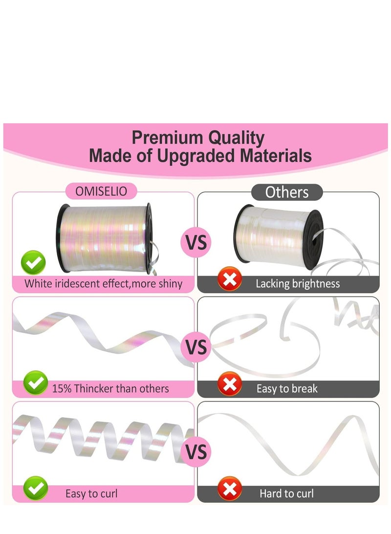 Excefore Curling Ribbon, 500 Yard Iridescent White Ribbon, Curling Ribbon for Gift Wrapping, Balloon Ribbon, Balloon String, Curly Ribbon, 3/16" Gift Ribbon for Baby Shower - Image 2