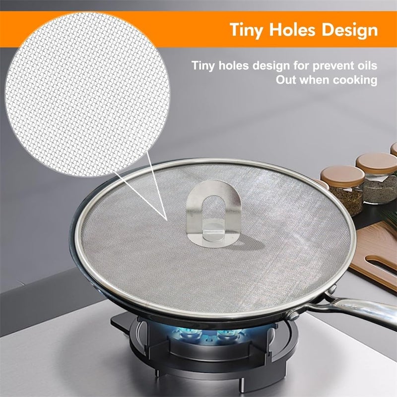 YARDHOBI Splatter Screen for Cooking, Stainless Steel Grease Splatter Guard for Frying Pan, with Fold Flat Knob Fine Mesh Cooking Splash Guard Skillet Splatter Shield Oil Catcher (Set of 2, 10Inch, 13Inch) - Image 4
