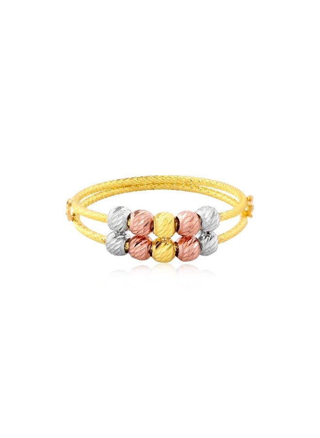 BAFLEH JEWELLERY Modern Charm Meets Tradition 22kt 3 Tone Gold Ball Ring  - Image 2
