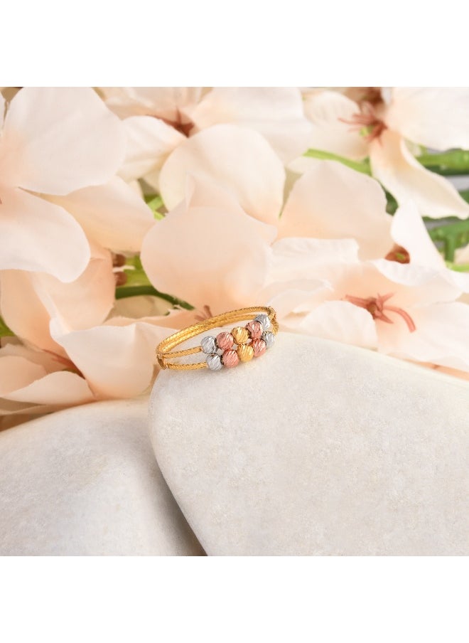 BAFLEH JEWELLERY Modern Charm Meets Tradition 22kt 3 Tone Gold Ball Ring  - Image 3