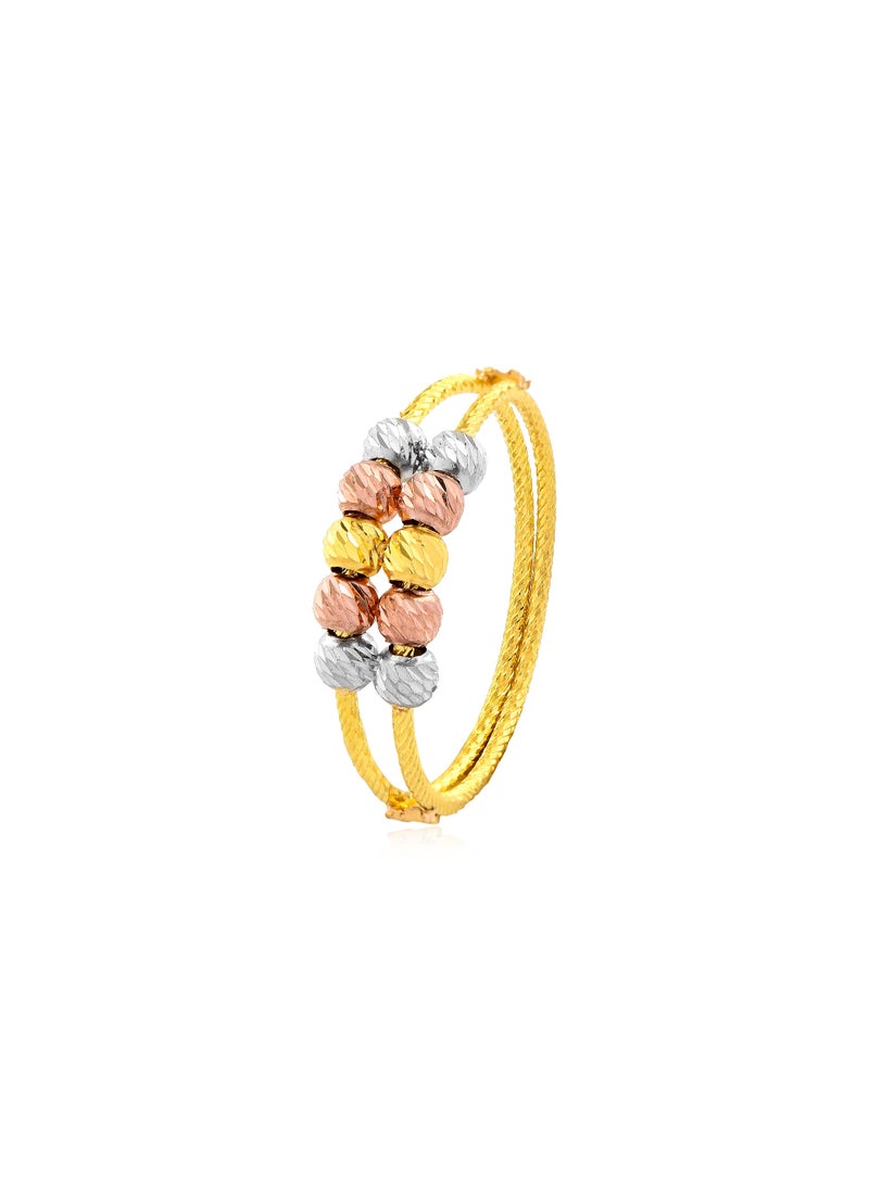 BAFLEH JEWELLERY Modern Charm Meets Tradition 22kt 3 Tone Gold Ball Ring  - Image 1