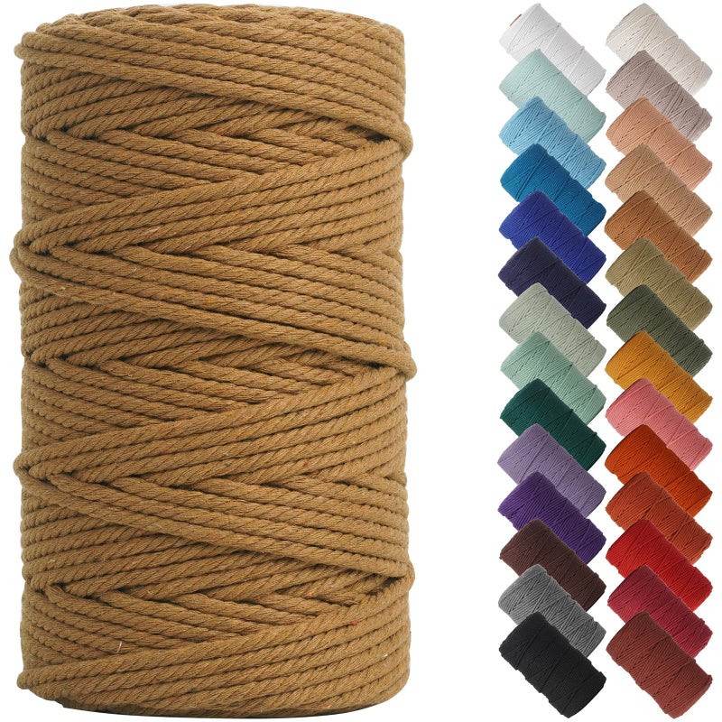 NOANTA Coffee Macrame Cord 4mm x 109yards Colored Macrame Rope Cotton Rope Macrame Yarn Colorful Cotton Craft Cord for Wall Hanging Plant Hangers Crafts Knitting - Image 3
