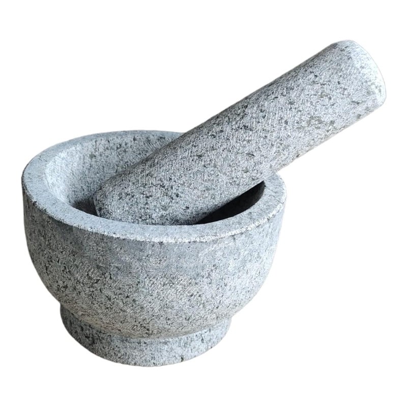 EZAHK EZAHK Stone Mortar and Pestle Set Kharal Mixer Square Model for Spices Kitchen Well Design for Kitchen Home Herb 6 inch  - Image 1