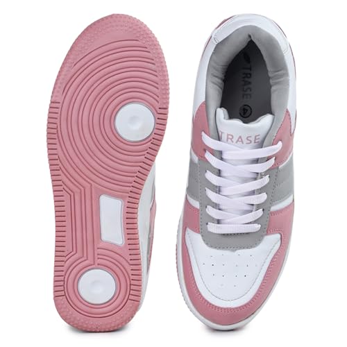 TRASE Casual Sneaker Shoes for Women | Soft Cushioned Insole | Sneakers for Woman | Lightweight | Comfortable | Stylish, Trendy Girls and Women Sneakers with Laces (Peach-White, 4 UK) - Image 5