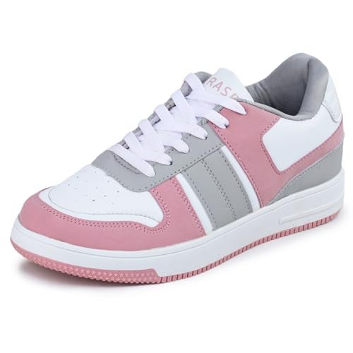 TRASE Casual Sneaker Shoes for Women | Soft Cushioned Insole | Sneakers for Woman | Lightweight | Comfortable | Stylish, Trendy Girls and Women Sneakers with Laces (Peach-White, 4 UK) - Image 1