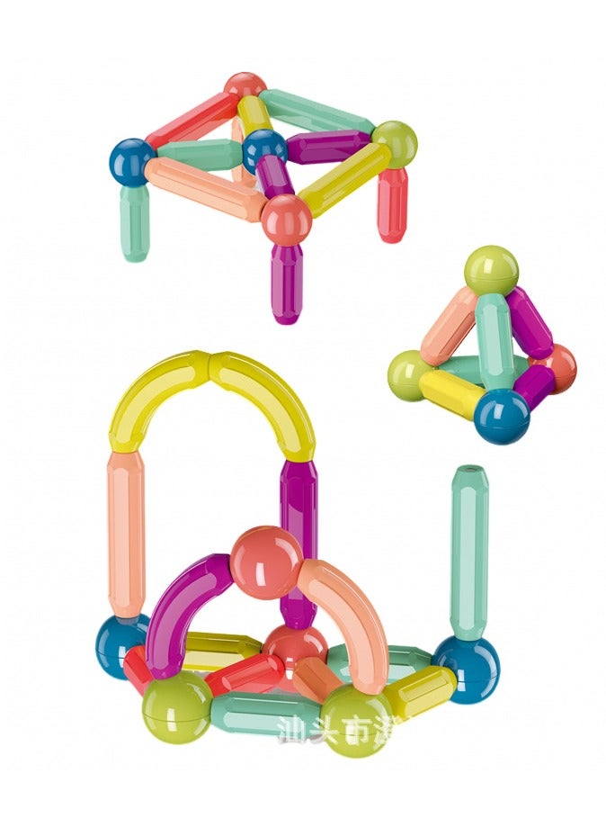 Magnetic Sticks Building Blocks, Magnetic Sticks and Balls Set, Montessori Preschool Toys, Smart Magnet Construction Toy for Kids 3+ Years  - Image 3