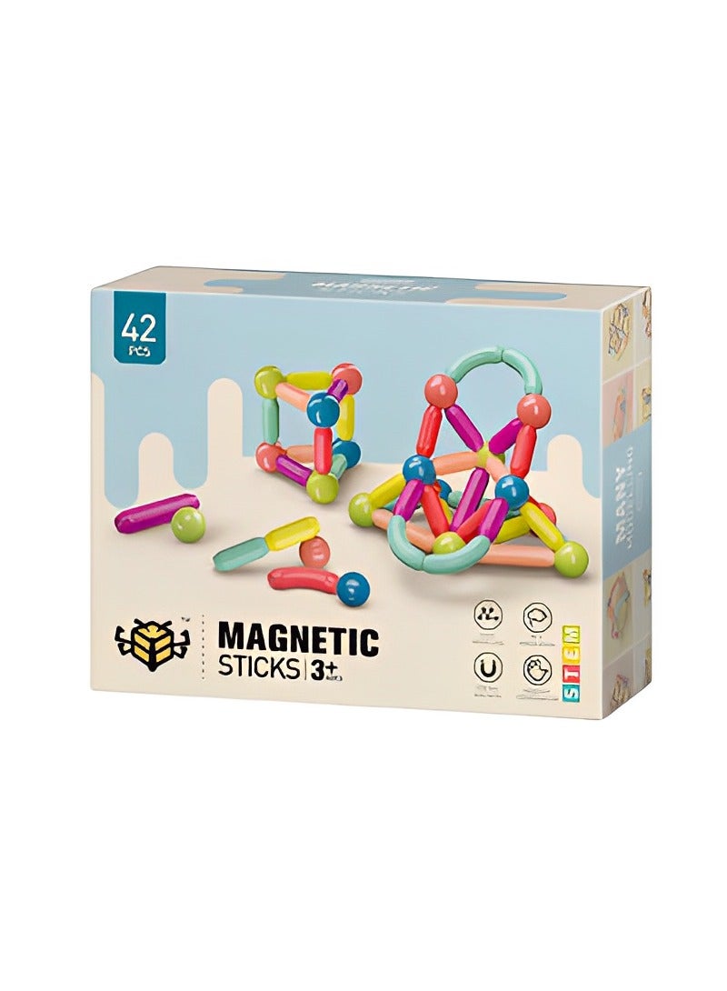Magnetic Sticks Building Blocks, Magnetic Sticks and Balls Set, Montessori Preschool Toys, Smart Magnet Construction Toy for Kids 3+ Years  - Image 1
