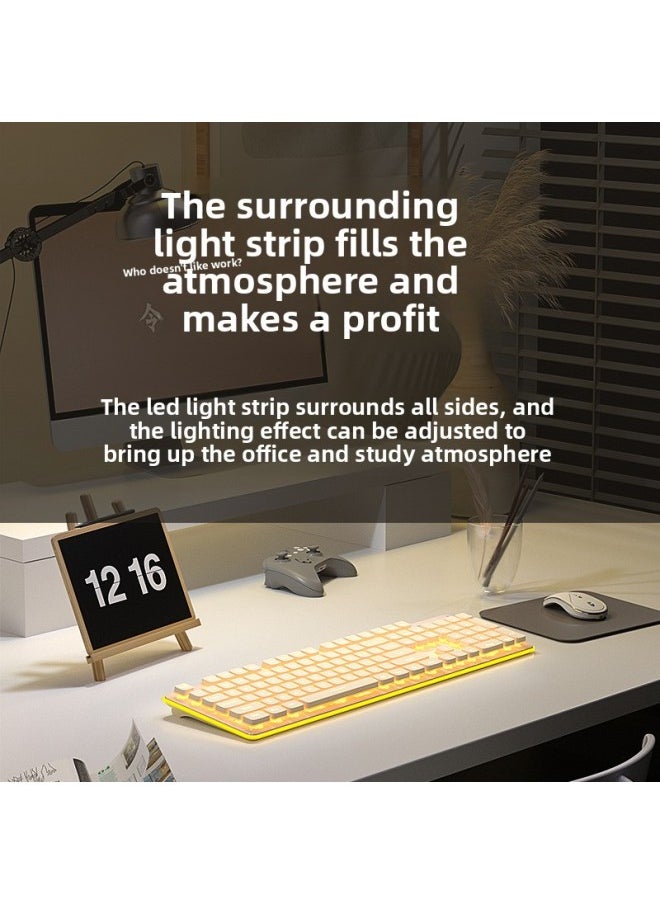 Generic - Typing L1 Good Office Feel Game Wireless Wired Male Keyboard Mouse Suit Computer Wolf Road Mute Special Female-Color:None - White White Light [silent Single Keyboard] Free Cleaning Brush - Image 1