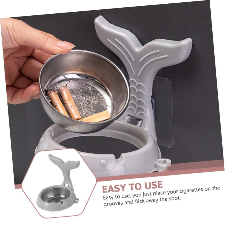 4 Pcs Stainless Steel Wall Mounted Ashtray Foldable Adhesive Ash Holder for Bathroom Toilet Living Room - Image 3