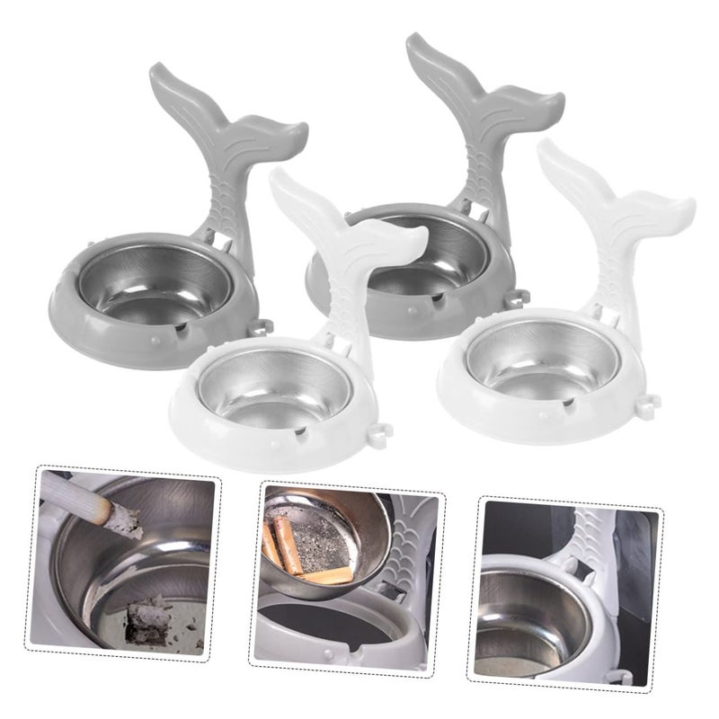 4 Pcs Stainless Steel Wall Mounted Ashtray Foldable Adhesive Ash Holder for Bathroom Toilet Living Room - Image 5
