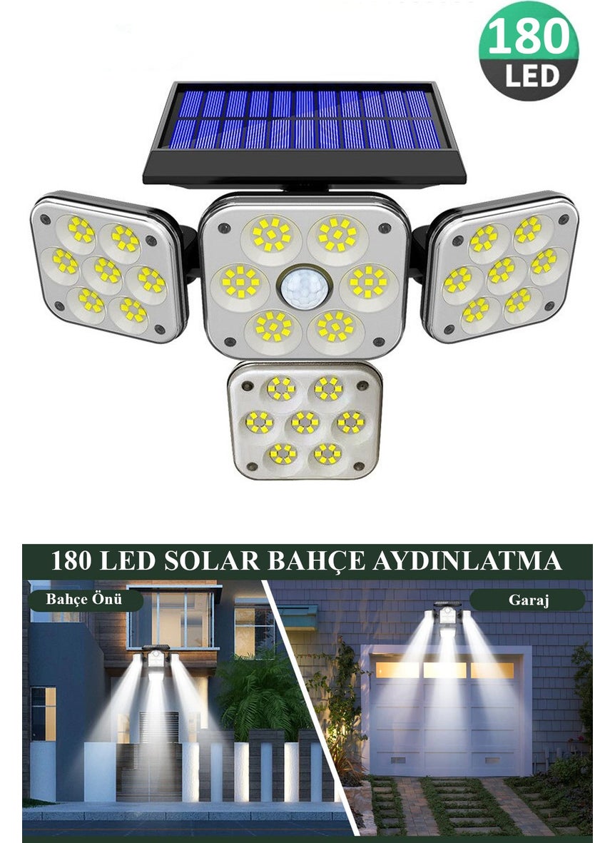 Technosmart 180LEDLI Solar 4-Headed Garden Lighting Wall Lamp with Solar Energy Motion Sensor  - Image 1