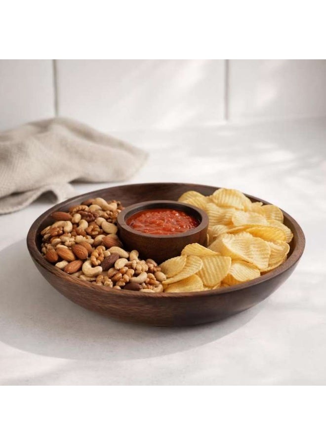 Pan Home طبق تقديم كيارا من الأكاسيا مع وعاء رقائق وغمس - Image 1
