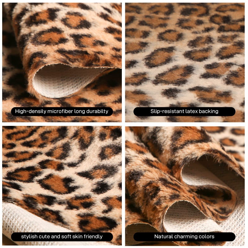 MACEVIA Leopard Rug Cheetah Print Rugs Western Decor for Living Room Bedroom Faux Animal Area Carpet Non-Slip 43.3" L x 29.5" W(3.6ft x 2.4ft) - Image 2