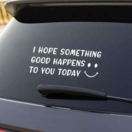 BDZMC I Hope Something Good Happens to You Today Decals Sticker 9 x 3 inches Cute Car Decal with Smiley Face Waterproof Vinyl Bumper Sticker for Cars Trucks Windows Laptops White - Image 1