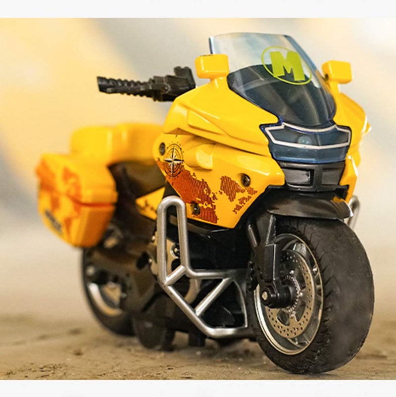 Gilumza Pull Back Motorcycle Toys, Tiny Gift with Music Lighting, Police Motorcycles Toy for Boys Kids Age 3-12 Year Old (Yellow) - Image 3