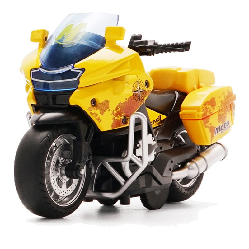Gilumza Pull Back Motorcycle Toys, Tiny Gift with Music Lighting, Police Motorcycles Toy for Boys Kids Age 3-12 Year Old (Yellow) - Image 1