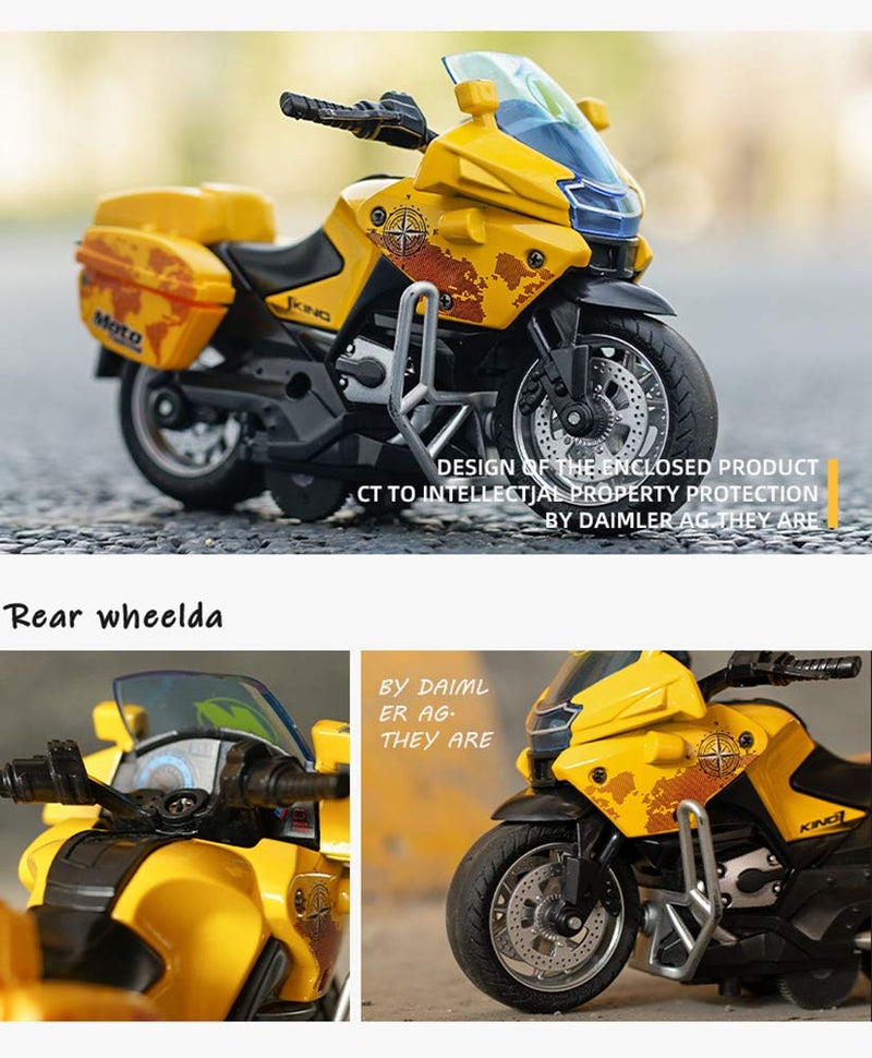 Gilumza Pull Back Motorcycle Toys, Tiny Gift with Music Lighting, Police Motorcycles Toy for Boys Kids Age 3-12 Year Old (Yellow) - Image 5