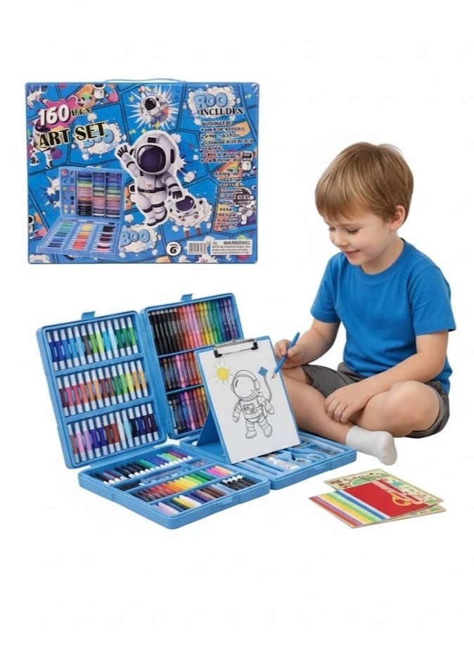 لوكاداه مجموعة فنية للأطفال من ١٦٠ قطعة - مجموعة رسم وتلوين مع أقلام تلوين، وأقلام تحديد، وأقلام تلوين، وألوان مائية، وباستيل زيتي، وأقلام رصاص HB، وممحاة، وورق | لوازم فنية إبداعية للمبتدئين، للفتيات، والأولاد، والأطفال، والمراهقين، والفنانين الشباب - Image 1