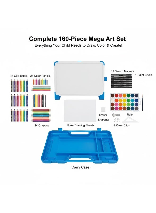 لوكاداه مجموعة فنية للأطفال من ١٦٠ قطعة - مجموعة رسم وتلوين مع أقلام تلوين، وأقلام تحديد، وأقلام تلوين، وألوان مائية، وباستيل زيتي، وأقلام رصاص HB، وممحاة، وورق | لوازم فنية إبداعية للمبتدئين، للفتيات، والأولاد، والأطفال، والمراهقين، والفنانين الشباب - Image 4