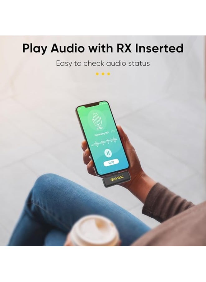 7RYMS 7Ryms Rimo S1 UC ميكروفون لاسلكي Lavalier للهواتف USB-C، Android، iPhone 16، ميكروفون بخاصية إلغاء الضوضاء مع علبة شحن، ميكروفون لاسلكي صغير لتسجيل الفيديو  - Image 5