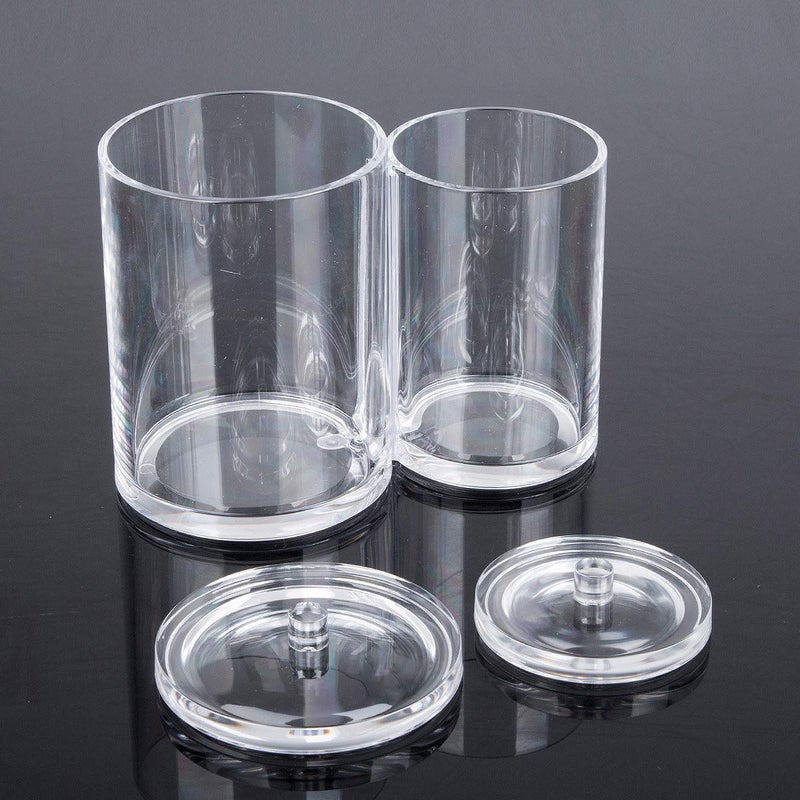 Clear Acrylic Cotton Swab and Pad Holder with Dual Compartments and Lids, a Bathroom Storage Dispenser Jar for Q-Tips, Cotton Rounds, and Cosmetics - Image 5