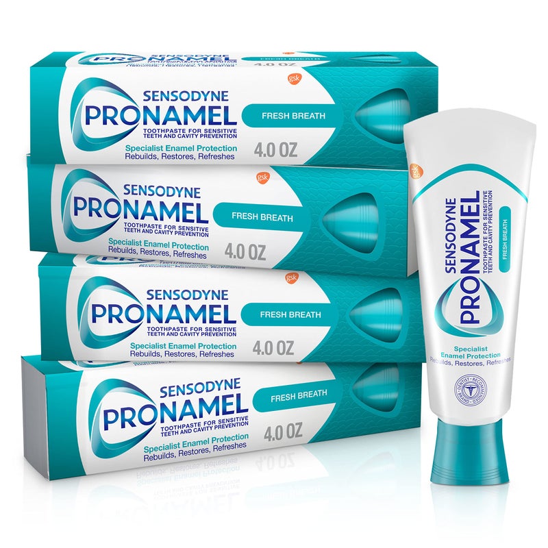 Sensodyne Pronamel Fresh Breath Enamel Toothpaste for Sensitive Teeth and Cavity Protection, Fresh Wave - 4 oz (4 Pack) - Image 1