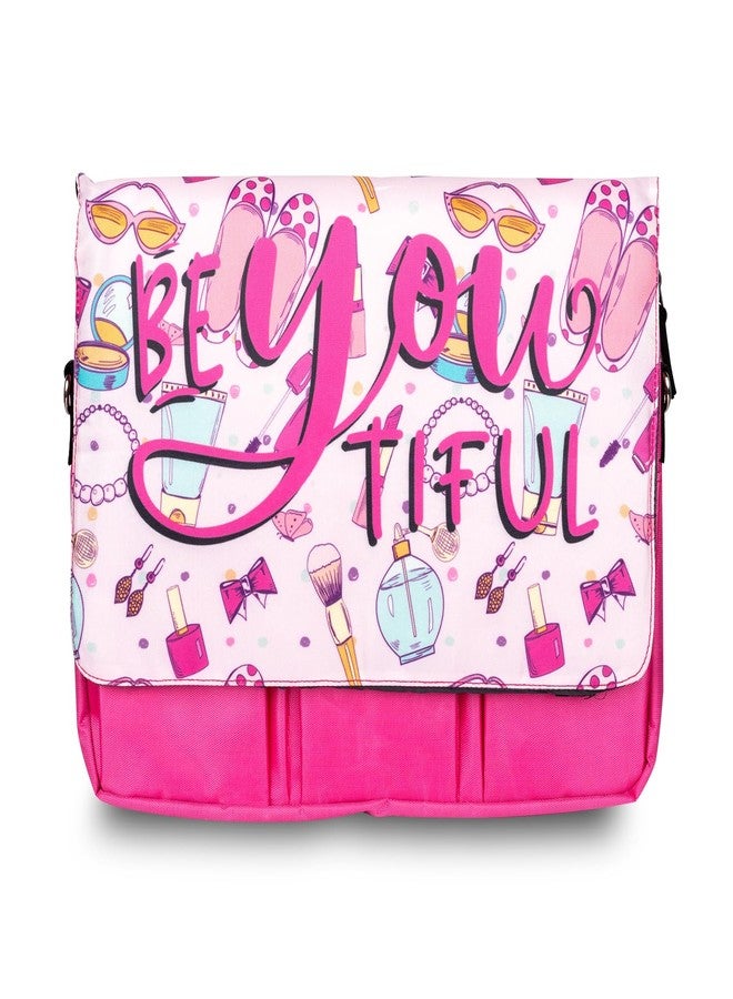Echo Boomers Pink School Tuition Messenger Sling Bag fits upto 13-14" Laptop/Macbook, Detachable Shoulder Strap, Waterproof, Shockproof, Carry Handle with Spacious Pockets, For Kids - Image 1