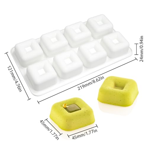 mostsom Silicone Molds Mousse Mold Square Silicone Candy Molds For Chocolate Truffle Mousse Cake Dessert Mold DIY Baking Mold Baking Tool 8Cavity Butter Mould H_ Small Square - Image 3