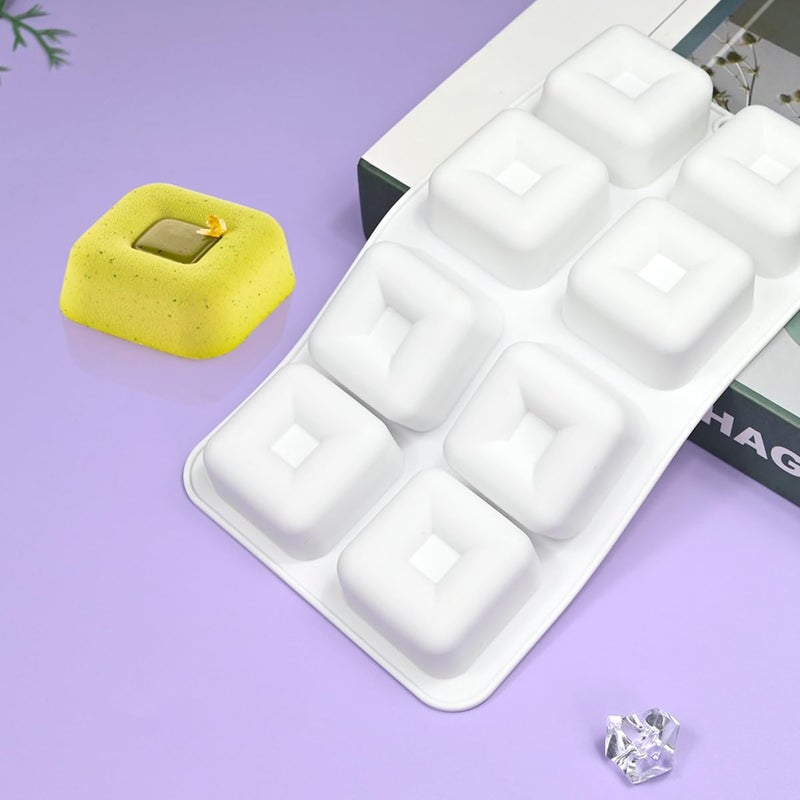 mostsom Silicone Molds Mousse Mold Square Silicone Candy Molds For Chocolate Truffle Mousse Cake Dessert Mold DIY Baking Mold Baking Tool 8Cavity Butter Mould H_ Small Square - Image 2