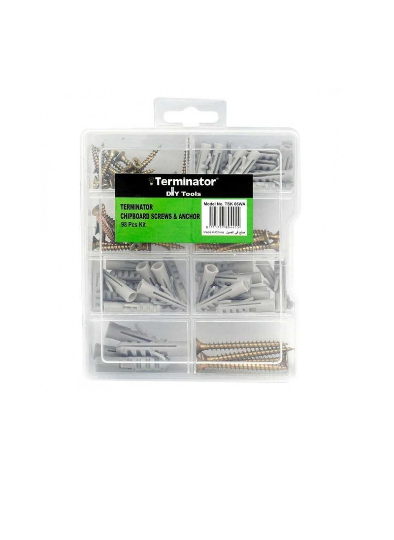Terminator Terminator Chipboard Screw & Anchor Kit 98pcs  - Image 1