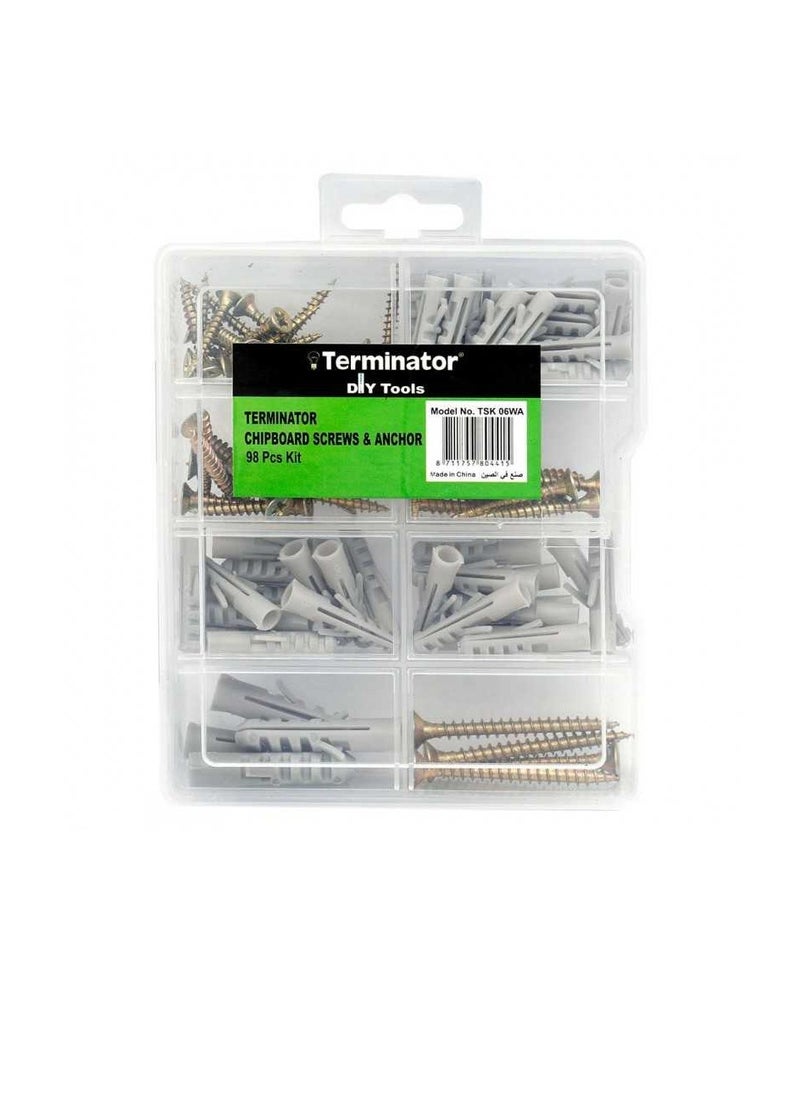 Terminator Terminator Chipboard Screw & Anchor Kit 98pcs  - Image 2