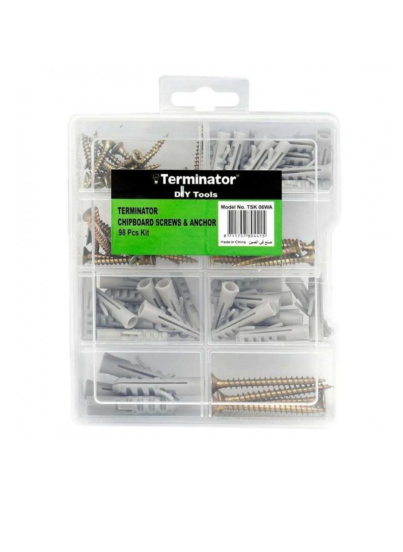 Terminator Terminator Chipboard Screw & Anchor Kit 98pcs  - Image 3