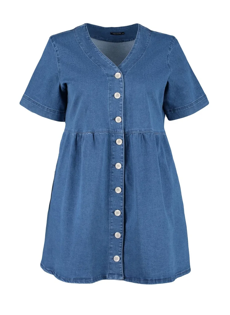 Trendyol Curve Button Down Denim Dress