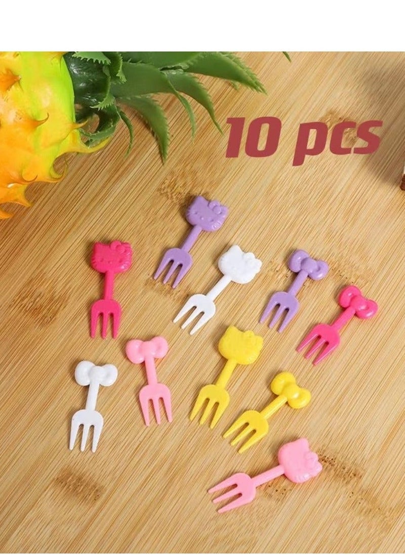 10 Pieces Mini Plastic Forks Set, Reusable Portable Fruit and Dessert Forks - Image 1