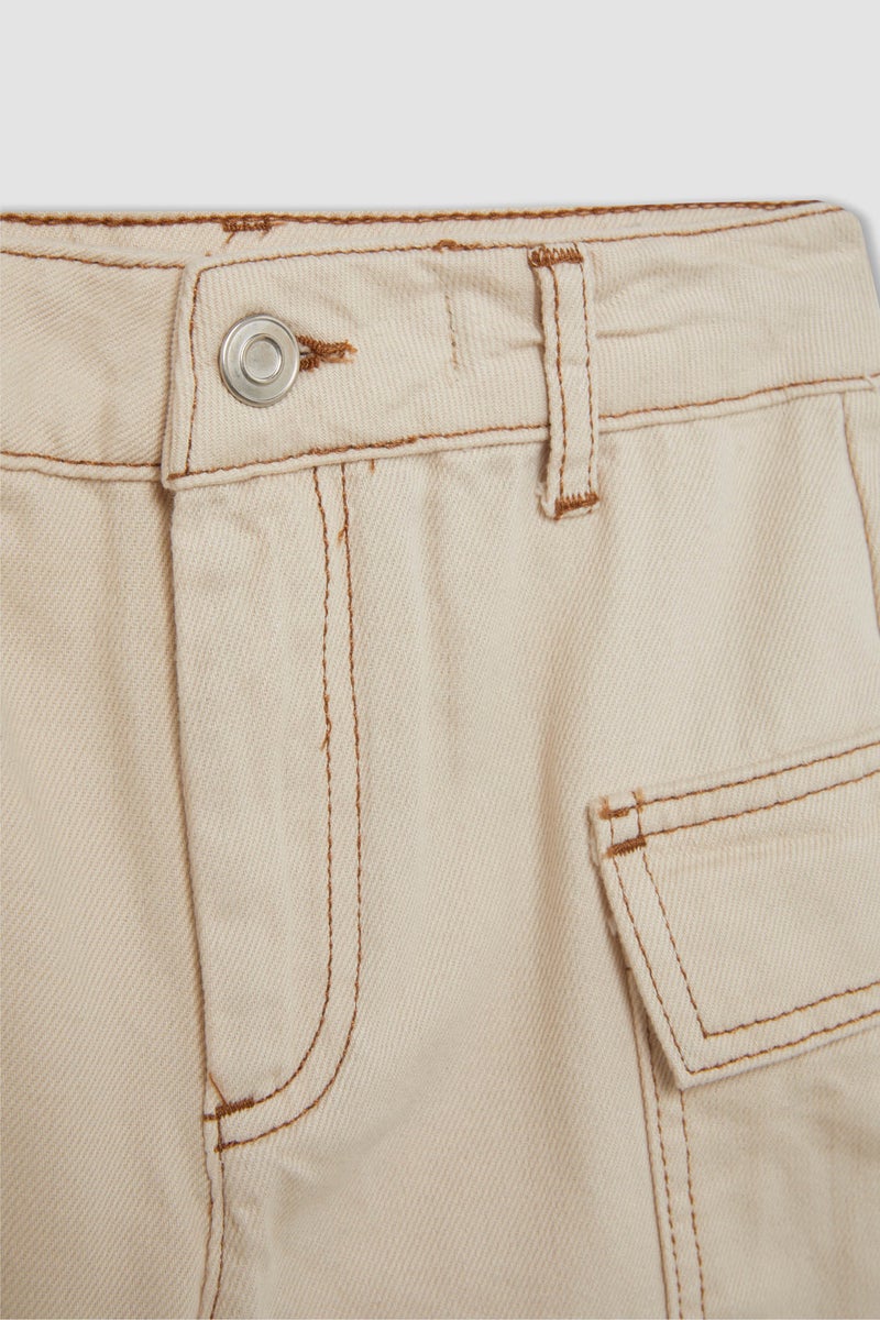 DeFacto Beige Girl Girl Denim Shorts Casual - Image 2