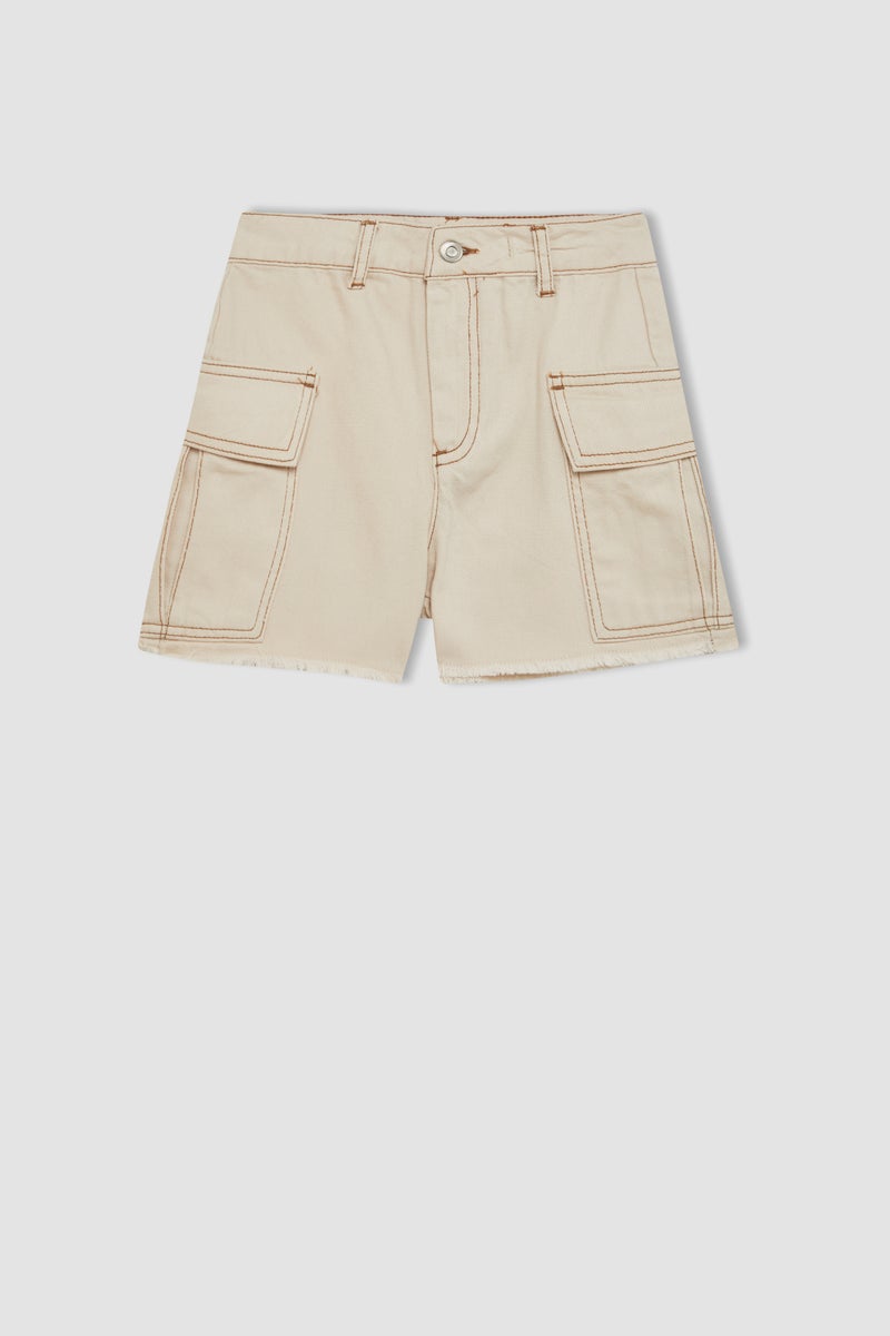 DeFacto Beige Girl Girl Denim Shorts Casual - Image 1