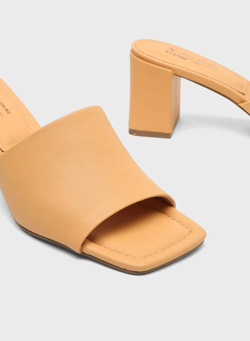 CALL IT SPRING Wide Strap Block Heel Sandals
