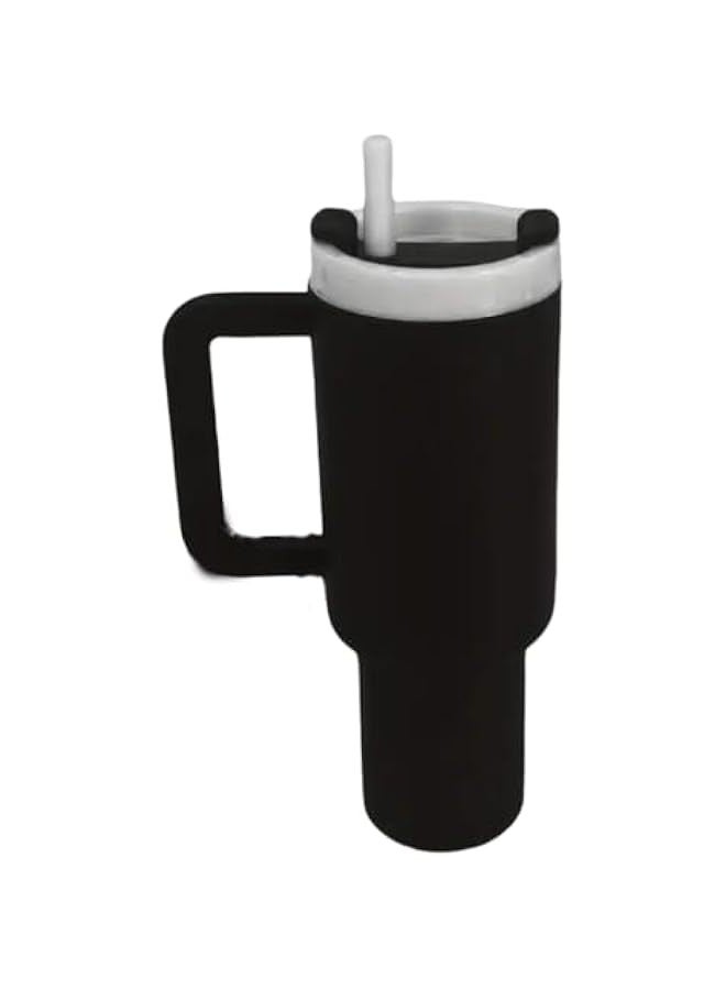 Doll House Accessories: Miniature 40 oz Tumbler Cup Model with Handle, Drink Cup for Dolls, Miniature Cups for Dollhouse, Simulation Crafts DIY (Black) - Image 1