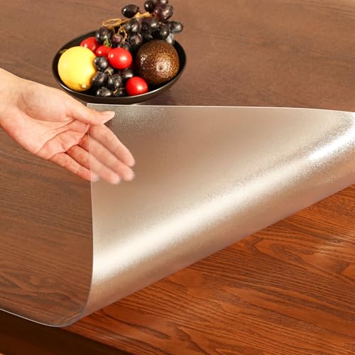 ETECHMART Frosted Plastic Table Cover Protector Rectangle 40 x 72 Inch Thick Waterproof Clear Table Protector for Dining Table NonSlip Heat Resistant Frosted Desk Mat for Kitchen Office Desktop