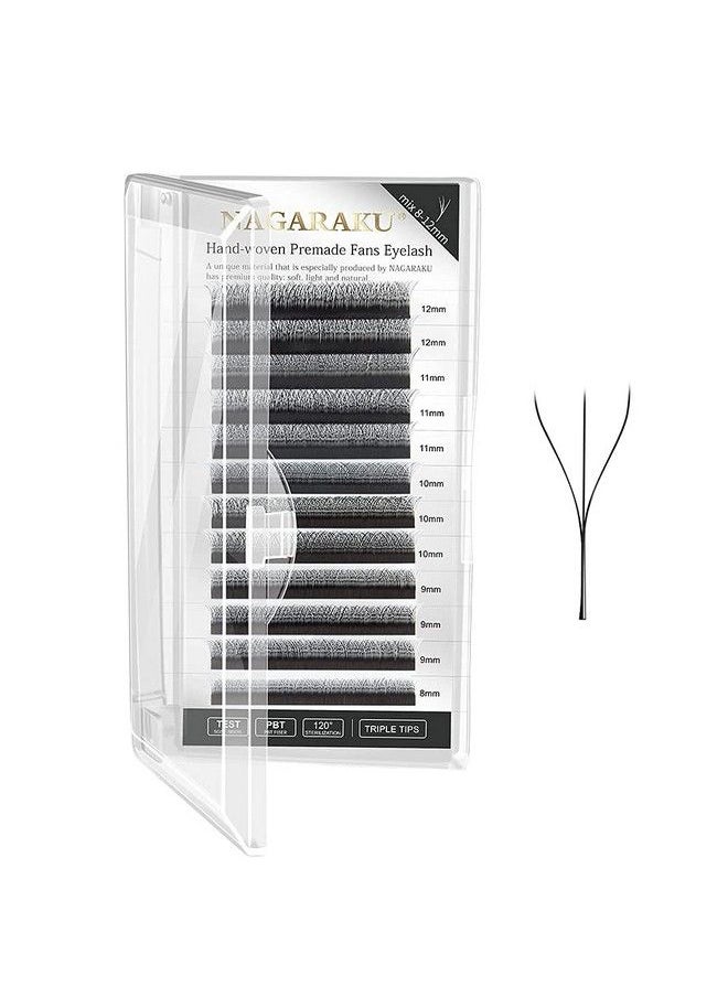 NAGARAKU W Eyelash Extension 3D Volume Premade Matte Black Cluster Easy Fanning Yy Eye Lashes With Thickness 0.07Mm Curl C (Length Mix 812Mm)  - Image 1
