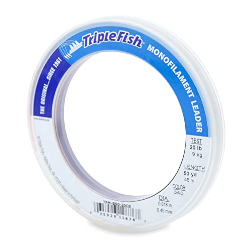 Triple Fish Monofilament Leader, 20 lb / 9.1 kg Test, .018 in / 0.45 mm Dia, Camo, 50 yd / 46 m - Image 1