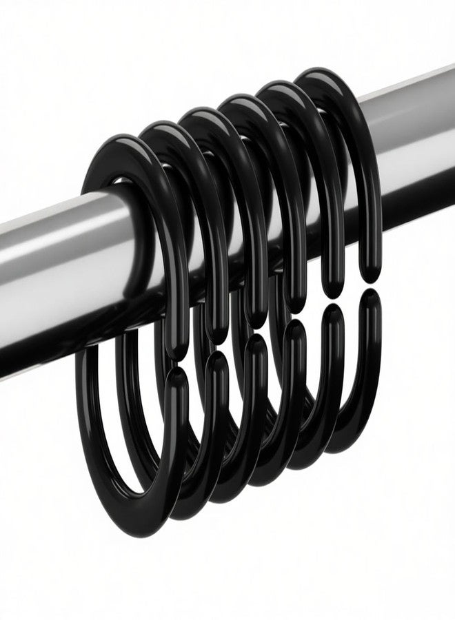 Resze 24 PCS Shower Curtain Rings,Plastic Shower Curtain Hooks,C-Shaped Rings Hook Hanger Bathroom Shower Window Rod（Black） - Image 1