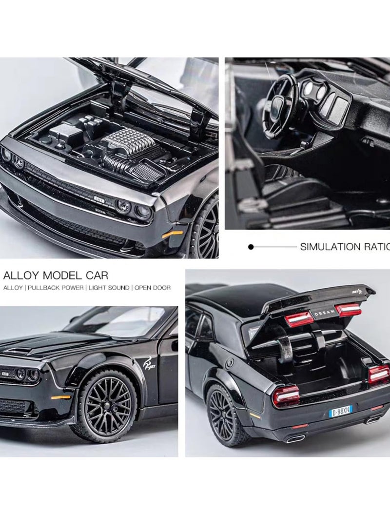 Toy Car Model 1/32 Dodge Challenger Hellcat Alloy Model Car with Light and Sound Collectible Model Cars Pull Back Toy Vehicles for Boys Children Age 3 + Year Old - Image 4