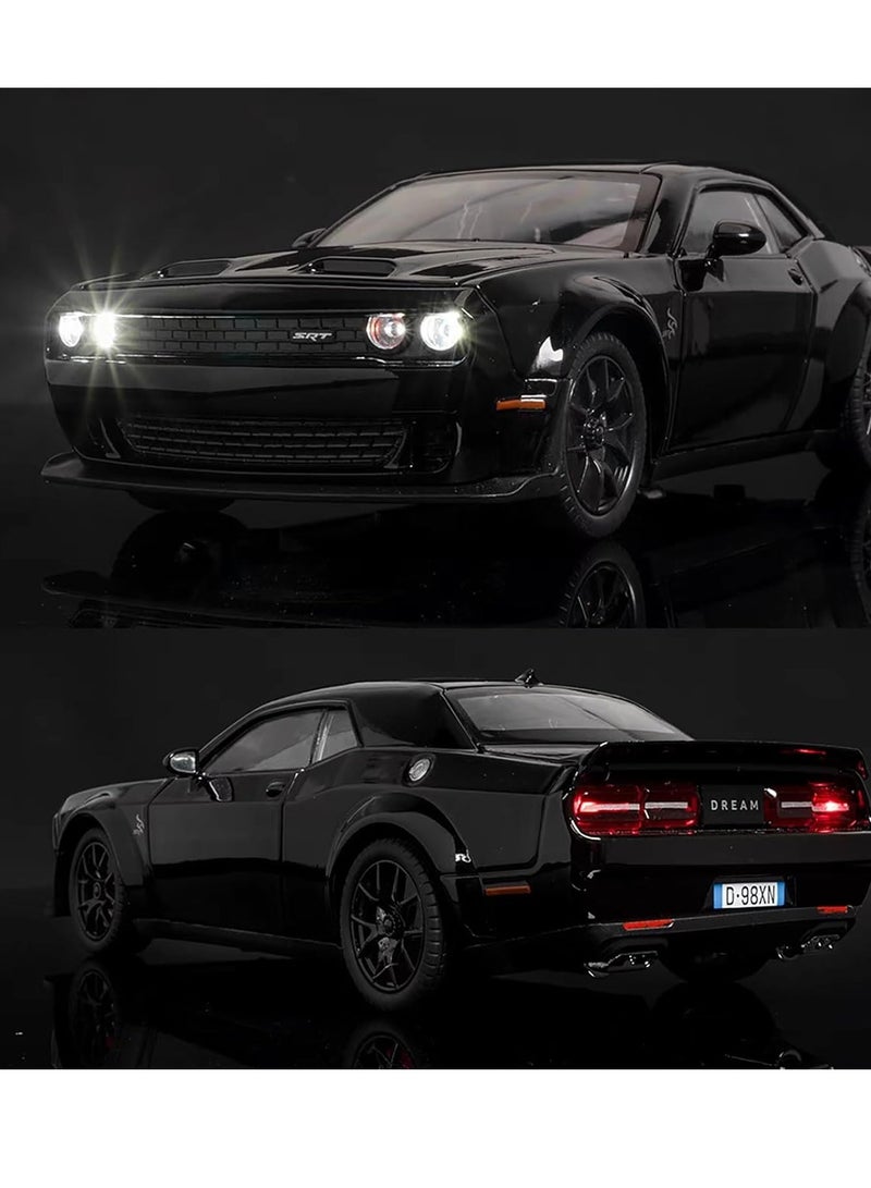 Toy Car Model 1/32 Dodge Challenger Hellcat Alloy Model Car with Light and Sound Collectible Model Cars Pull Back Toy Vehicles for Boys Children Age 3 + Year Old - Image 2